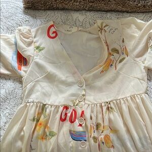 Cream Floral Button-Down Dress